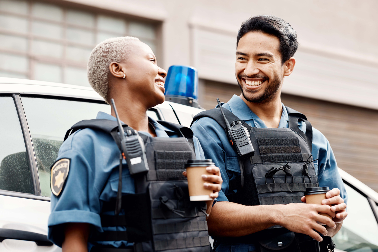 Smiling Riot Police Happiness for First Responders: Overcoming Stress and Building Resilience